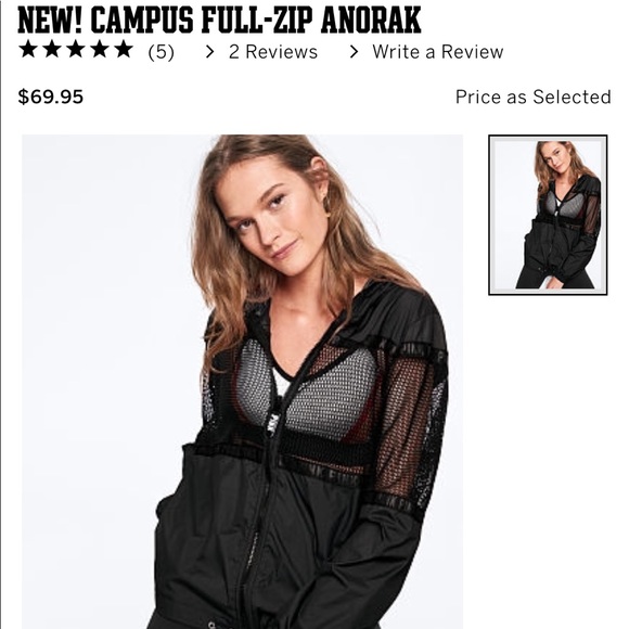 PINK Victoria's Secret Tops - 🆕PINK Campus Full Zip Anorak Black Size Med/LRG